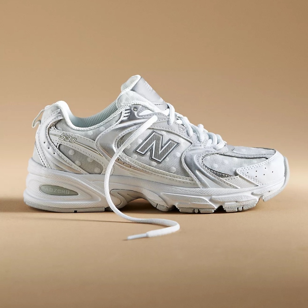 New Balance White and Light Gray Women's Sneakers
